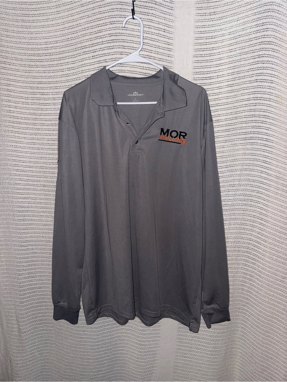 MOR Drilling Gray Long-Sleeve Polo Shirt